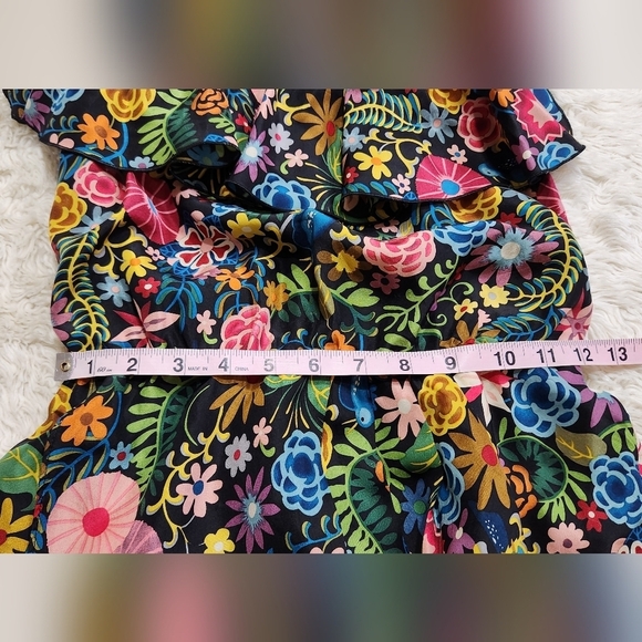 Amanda Uprichard Strapless 100% Silk Dark Floral Mini Dress Sz P XS Made in USA - Picture 7 of 10